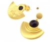Golden earrings silk flowers