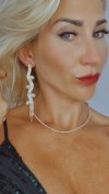 EARRINGS GOLD LONG ZIRCONIA WEDDING WEDDING