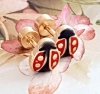 Golden earrings silk flowers