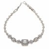 005 Bransoletka srebrna cyrkonie 19cm pozłacana białym złotem Xuping 
