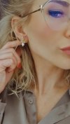 4768 Złote kolczyki pozłacane cyrkonie 18k Xuping wtykane w ucho- sztyft 