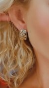 2364 Kolczyki ażurowe złote pozłacane cyrkonie wiszące 14K 