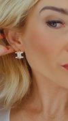 4320 Kolczyki złote pozłacane wiszące 14K cyrkonie Viki Lady 