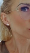 2480 Złote kolczyki pozłacane cyrkonie 18k Xuping wtykane w ucho- sztyft serce
