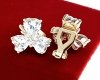 3057 Złote kolczyki klipsy pozłacane cyrkonie 18k Xuping wiszące 