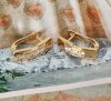 3112 Złote kolczyki pozłacane cyrkonie 18k Xuping wiszące 