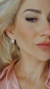 621 Kolczyki złote pozłacane wiszące 14K cyrkonie Viki Lady miś