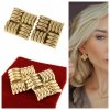 3258 Kolczyki złote stal chirurgiczna 316L nierdzewna boho Viki lady