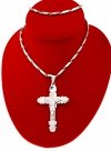1345c Srebrny łańcuszek 60cm naszyjnik stal chirurgiczna duży krzyż wisior S&Y
