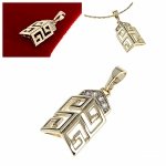 sz210 Złota zawieszka cyrkonie błyszcząca pozłacana 14k Xuping wzór grecki 