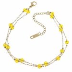 3909 Bransoletka na nogę złota 22+5 celebrytka stal chirurgiczna kryształki