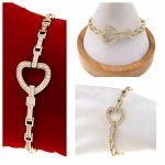 595c Bransoletka elegancka złota 17+2cm pozłacana 14k serce