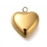 1564 Złota zawieszka błyszcząca stal chirurgiczna nierdzewna serce
