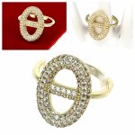 4653 Pierścionek złoty zaręczynowy błyszczący cyrkonie pozłacany 14k