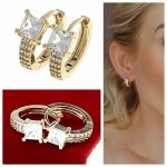 4908 Kolczyki złote pozłacane wiszące 14K cyrkonie Viki Lady 