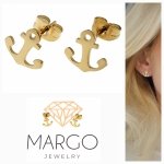 562 Kolczyki celebrytki złote stal chirurgiczna kotwice lato wakacje