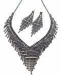op02 Komplet ślubny biżuterii cyrkonie (naszyjnik, kolczyki)