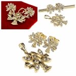 4978 Komplet złoty pozłacany cyrkonie 14k kolczyki zawieszka Xuping 