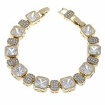 3193 Bransoletka elegancka złota 18+2cm pozłacana 14k cyrkonie Austrian Crystal