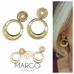 3556 Kolczyki złote stal chirurgiczna wiszące celebrytki koła retro
