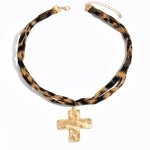 1253 Naszyjnik złoty sznur apaszka 40+5cm panterka krzyż