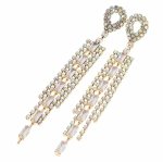 2007 Kolczyki błyszczące cyrkonie długie wesele ślub impreza 