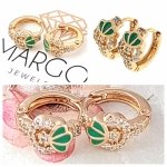 2857 Złote kolczyki cyrkonie pozłacane 18k Xuping wiszące 