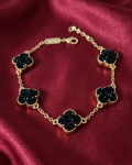 730c Bransoletka elegancka złota 18+2cm pozłacana 14k cyrkonie koniczyna marokańska