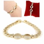 3796 Bransoletka złota elegancka 19cm cyrkonie pozłacana 14k Viki Lady