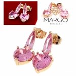 1726 Złote kolczyki pozłacane 18k cyrkonie eleganckie Xuping wiszące serce