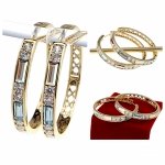 4051 Kolczyki złote pozłacane wiszące 14K Xuping cyrkonie