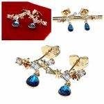 1413 Kolczyki złote pozłacane Austrian Crystal wiszące 14K cyrkonie Xuping 