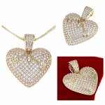 op104 Złota zawieszka cyrkonie błyszcząca pozłacana 14k Xuping serce