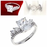 1856 Pierścionek srebrny zaręczynowy pozłacany 18k białym złotem Xuping