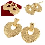 3346c Kolczyki złote stal chirurgiczna 316L nierdzewna wiszące celebrytki serce