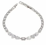 1807 Bransoletka srebrna cyrkonie 19,5cm pozłacana białym złotem Xuping 