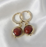 2655 Kolczyki złote pozłacane wiszące 14K piasek pustyni