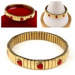 1683 Bransoletka elegancka stal chirurgiczna 316L modułowa rozciągliwa truskawki