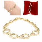 4308 Bransoletka złota elegancka 19cm cyrkonie pozłacana 14k Viki Lady