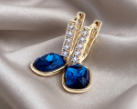 850b Kolczyki złote pozłacane wiszące 14K cyrkonie Austrian Crystal