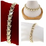 1359 Bransoletka elegancka złota 16,5+2cm pozłacana 14k cyrkonie