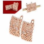 3755 Złote kolczyki cyrkonie pozłacane rose gold Xuping wiszące 