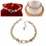 1368 Bransoletka złota 18+3 stal chirurgiczna nierdzewna celebrytka