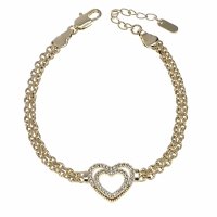 1328 Bransoletka elegancka złota 17+3cm pozłacana 14k serce 