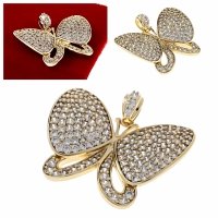 4156 Złota zawieszka cyrkonie błyszcząca pozłacana 14k Xuping motyl 
