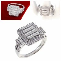 1161 Pierścionek srebrny zaręczynowy pozłacany 18k białym złotem Xuping 