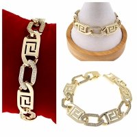 2913 Bransoletka elegancka złota 17,5+2cm pozłacana 14k cyrkonie 