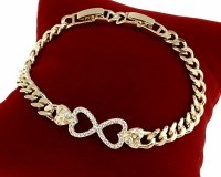 430 Bransoletka elegancka złota 16,5+2cm pozłacana 14k cyrkonie 