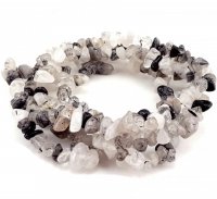 3056 Kwarc turmalinowy kamień naturalny sieczka drobna 3-5mm sznur 82cm 