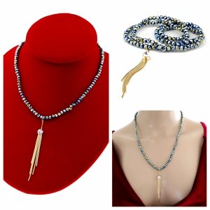 Necklace with sparkling glass crystals on a jewelry elastic chain